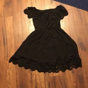 Black crochet edge dress